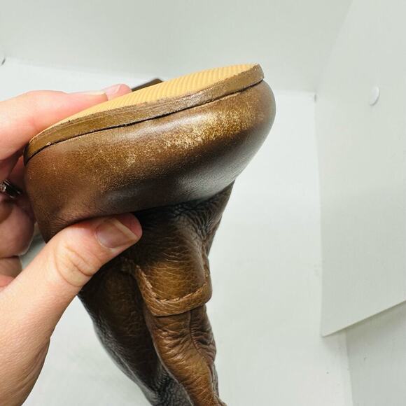 Chloe Prince Brown Mid Wedge Heel Leather Calf Boot Size 6 - Picture 8 of 14